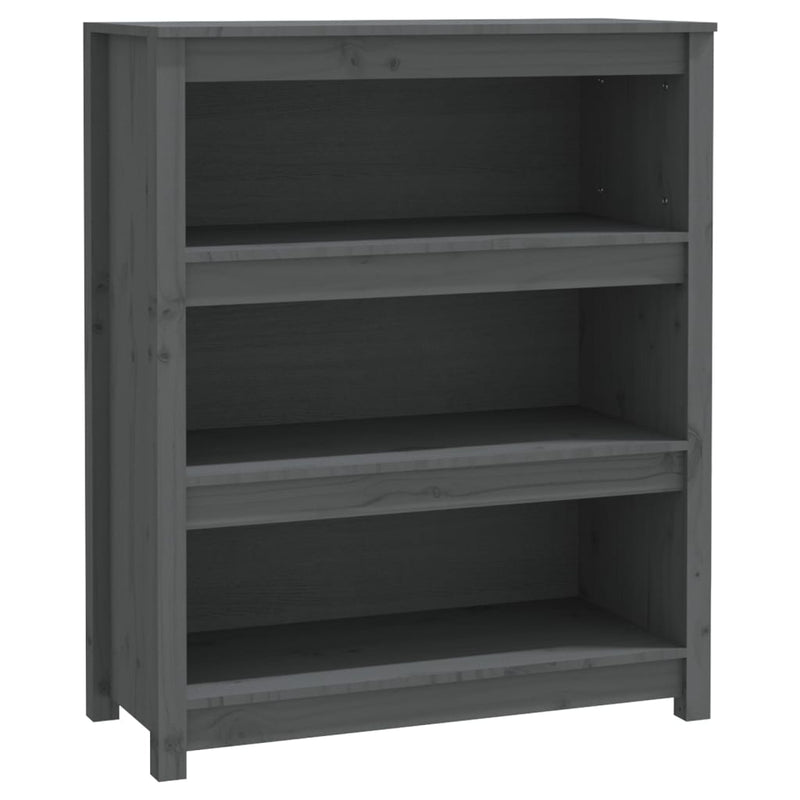 vidaXL szürke tömör fenyőfa könyvszekrény 80x35x97 cm