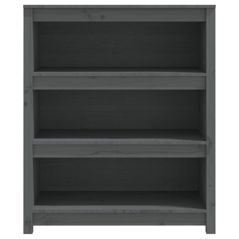 vidaXL szürke tömör fenyőfa könyvszekrény 80x35x97 cm