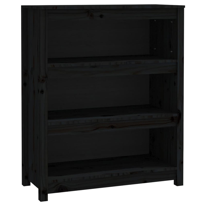 vidaXL fekete tömör fenyőfa könyvszekrény 80x35x97 cm