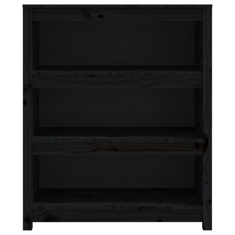 vidaXL fekete tömör fenyőfa könyvszekrény 80x35x97 cm