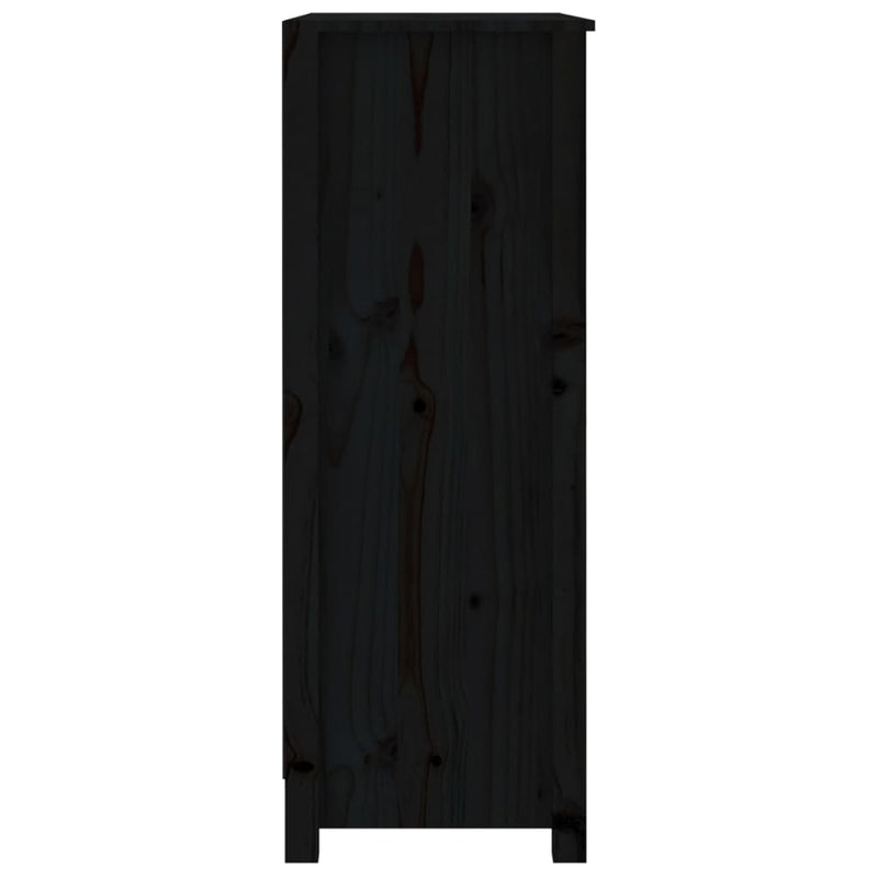 vidaXL fekete tömör fenyőfa könyvszekrény 80x35x97 cm