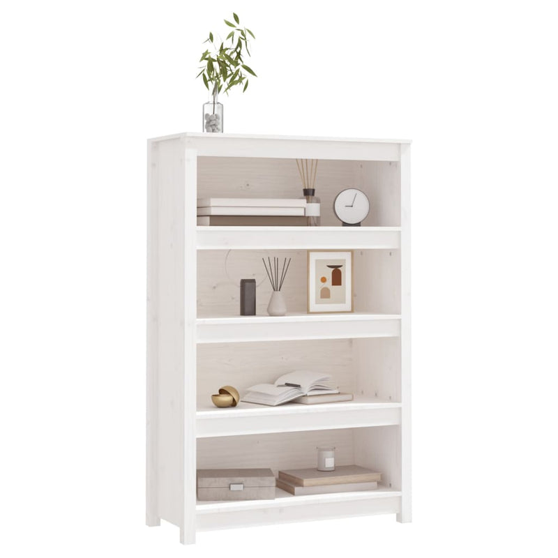 vidaXL fehér tömör fenyőfa könyvszekrény 80x35x126 cm