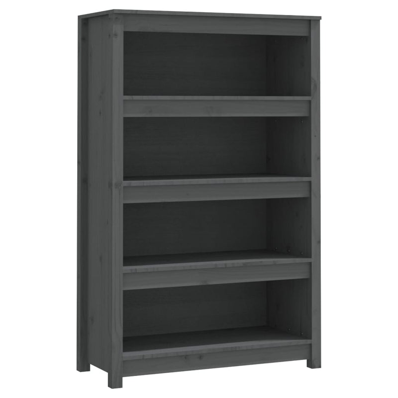 vidaXL szürke tömör fenyőfa könyvszekrény 80x35x126 cm
