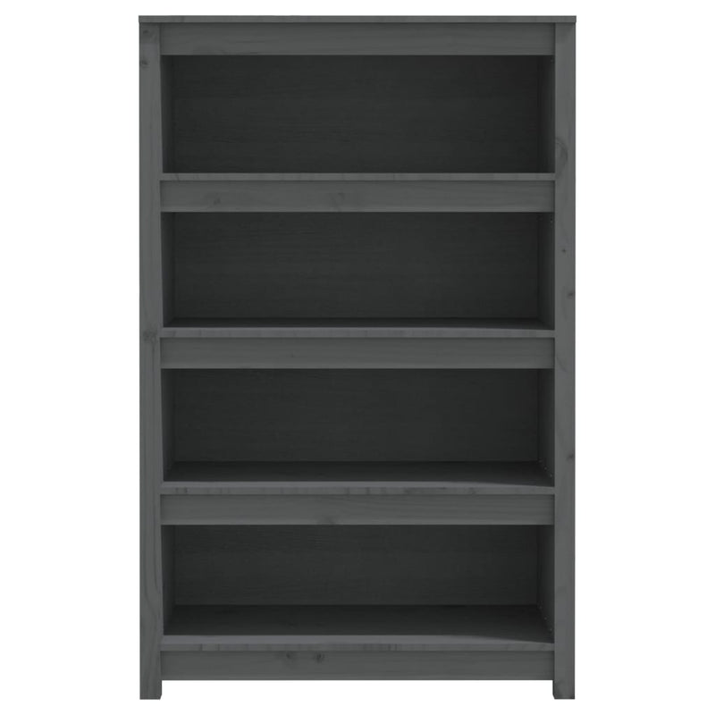 vidaXL szürke tömör fenyőfa könyvszekrény 80x35x126 cm