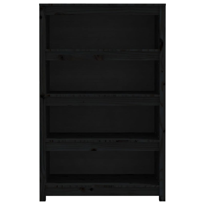 vidaXL fekete tömör fenyőfa könyvszekrény 80x35x126 cm