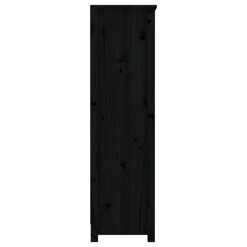vidaXL fekete tömör fenyőfa könyvszekrény 80x35x126 cm