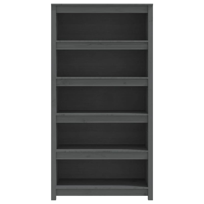 vidaXL szürke tömör fenyőfa könyvszekrény 80x35x154 cm