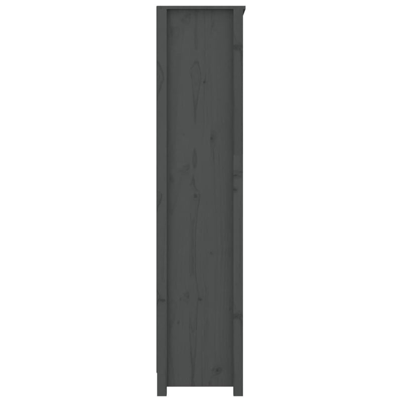 vidaXL szürke tömör fenyőfa könyvszekrény 80x35x154 cm