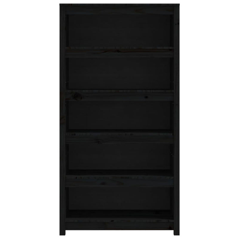 vidaXL fekete tömör fenyőfa könyvszekrény 80x35x154 cm