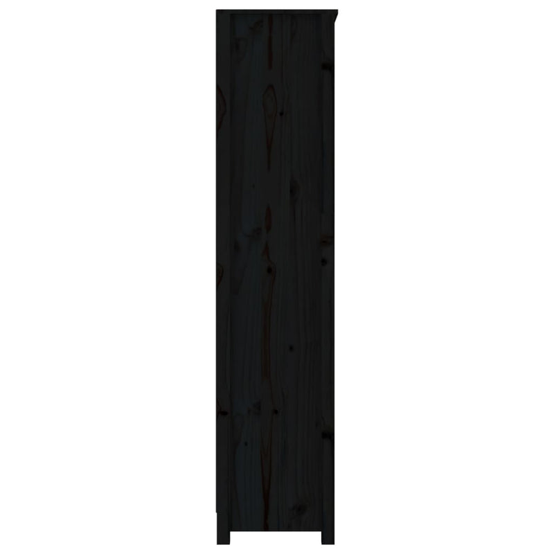 vidaXL fekete tömör fenyőfa könyvszekrény 80x35x154 cm