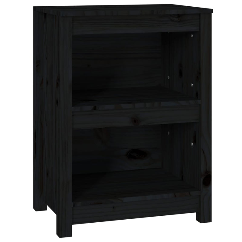 vidaXL fekete tömör fenyőfa könyvszekrény 50x35x68 cm