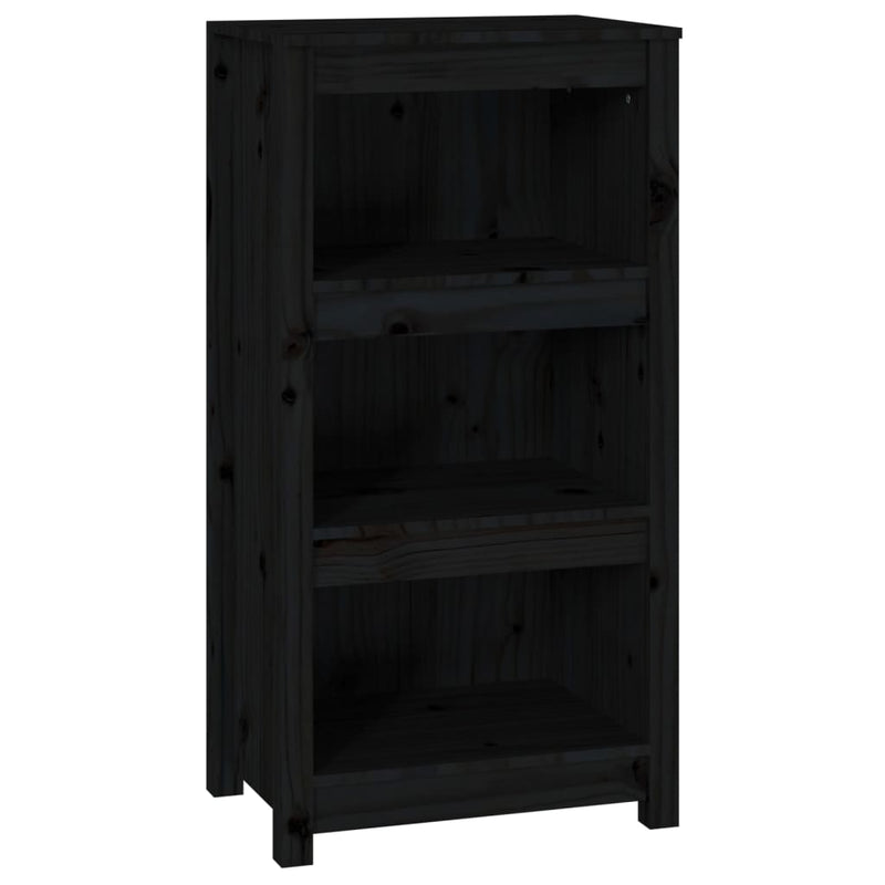vidaXL fekete tömör fenyőfa könyvszekrény 50 x 35 x 97 cm