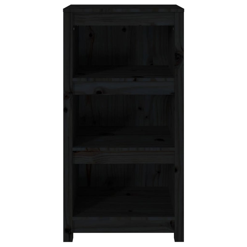 vidaXL fekete tömör fenyőfa könyvszekrény 50 x 35 x 97 cm