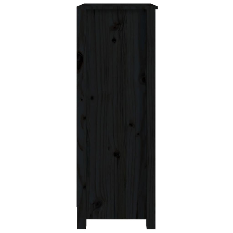 vidaXL fekete tömör fenyőfa könyvszekrény 50 x 35 x 97 cm