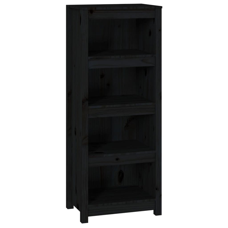 vidaXL fekete tömör fenyőfa könyvszekrény 50x35x125,5 cm