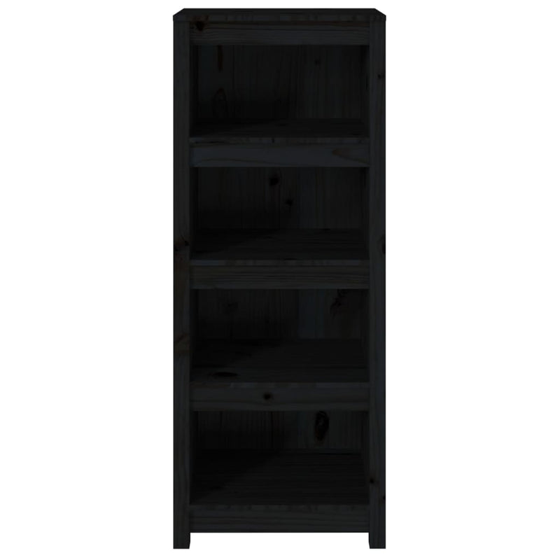 vidaXL fekete tömör fenyőfa könyvszekrény 50x35x125,5 cm