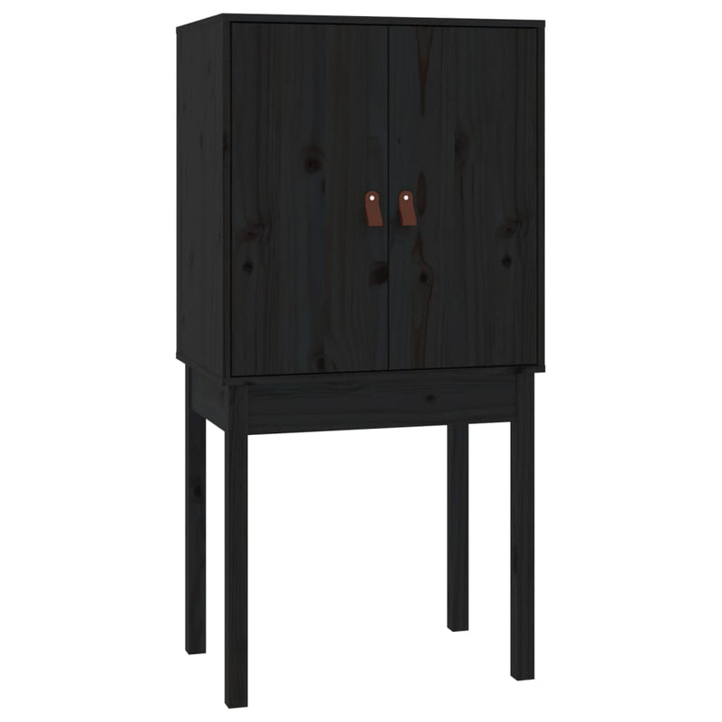 vidaXL fekete tömör fenyőfa magasszekrény 60 x 40 x 120 cm