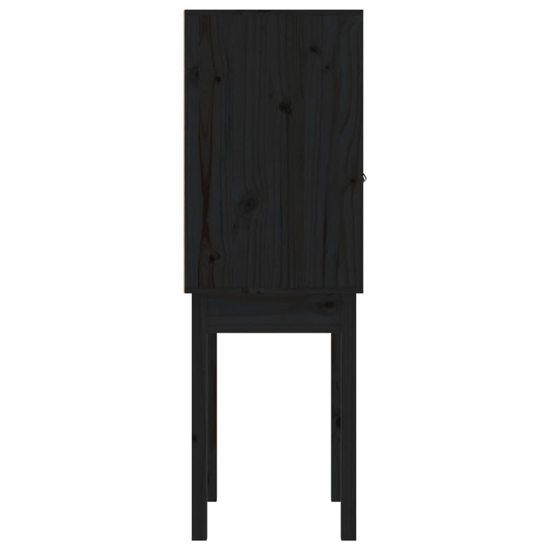 vidaXL fekete tömör fenyőfa magasszekrény 60 x 40 x 120 cm