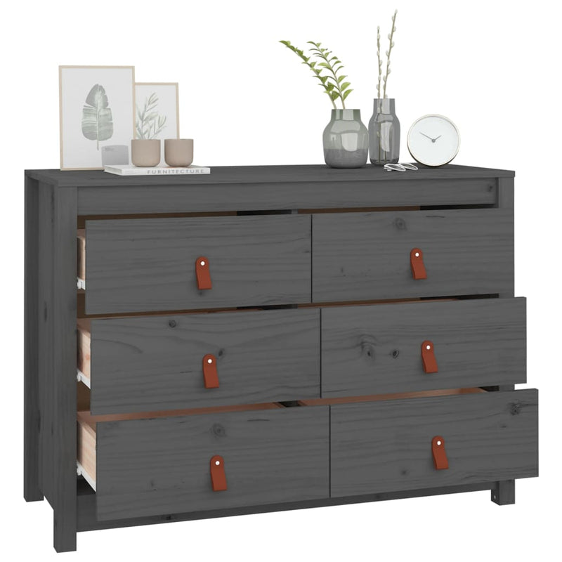 vidaXL szürke tömör fenyőfa kisszekrény 100 x 40 x 72 cm