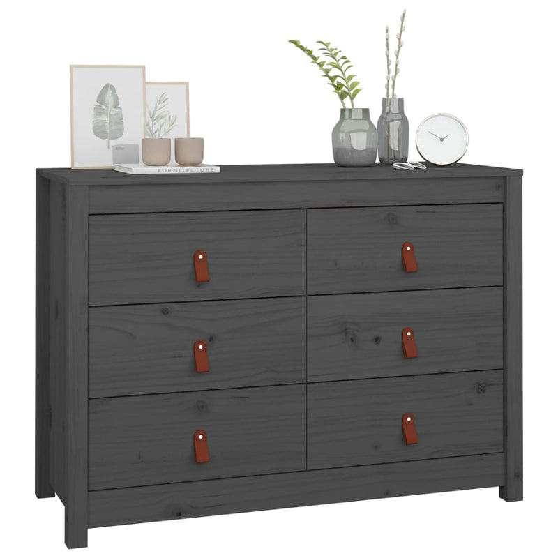 vidaXL szürke tömör fenyőfa kisszekrény 100 x 40 x 72 cm