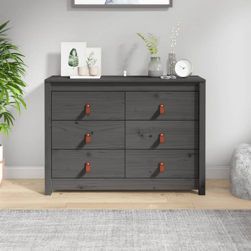 vidaXL szürke tömör fenyőfa kisszekrény 100 x 40 x 72 cm