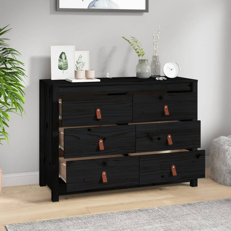 vidaXL fekete tömör fenyőfa kisszekrény 100 x 40 x 72 cm