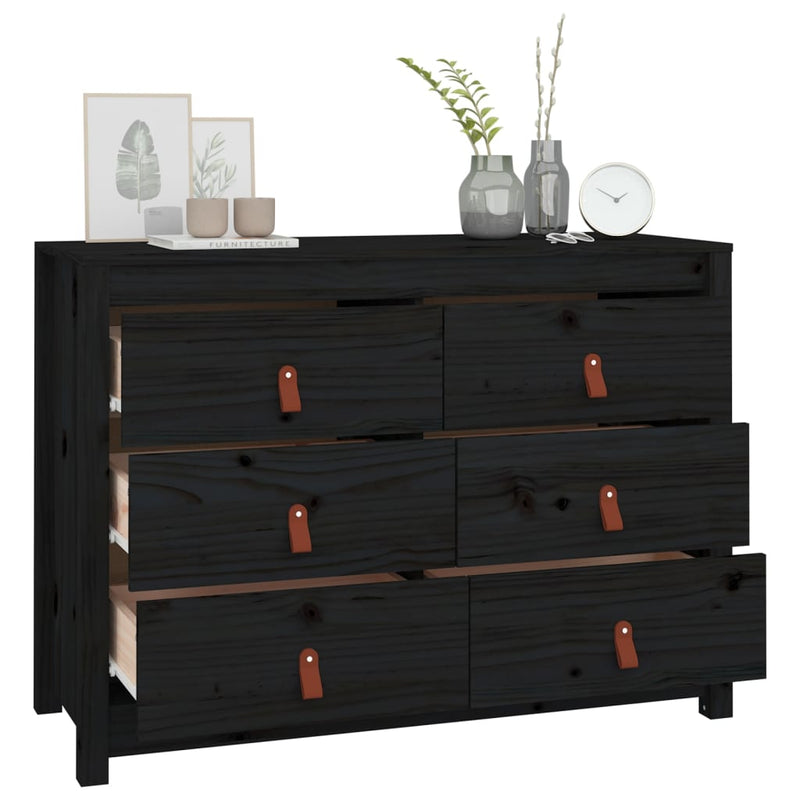 vidaXL fekete tömör fenyőfa kisszekrény 100 x 40 x 72 cm