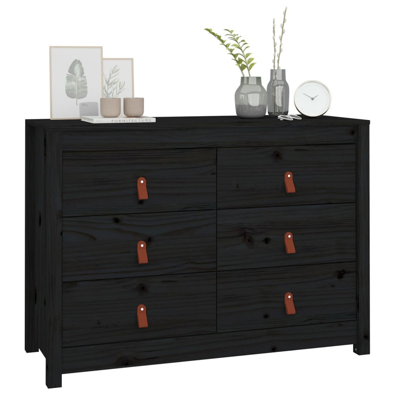 vidaXL fekete tömör fenyőfa kisszekrény 100 x 40 x 72 cm