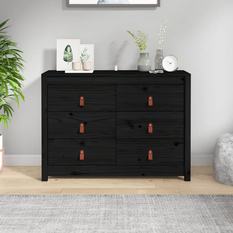 vidaXL fekete tömör fenyőfa kisszekrény 100 x 40 x 72 cm