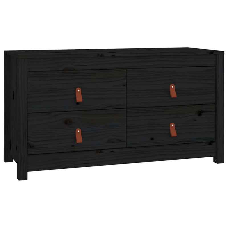 vidaXL fekete tömör fenyőfa kisszekrény 100x40x54 cm