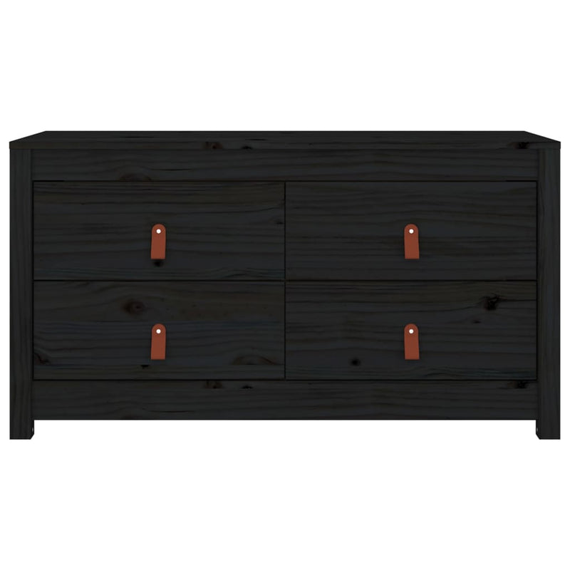 vidaXL fekete tömör fenyőfa kisszekrény 100x40x54 cm