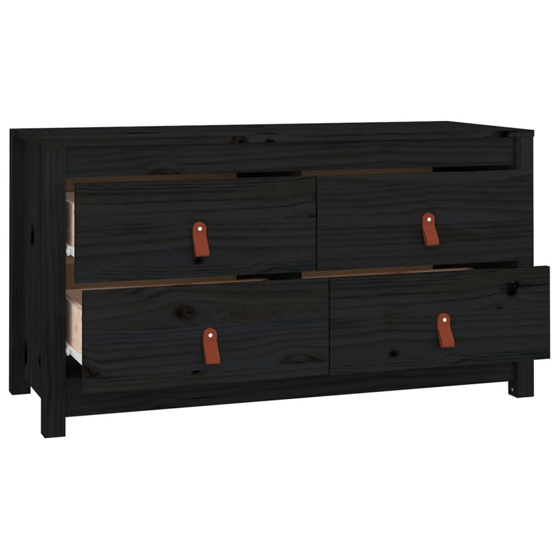 vidaXL fekete tömör fenyőfa kisszekrény 100x40x54 cm