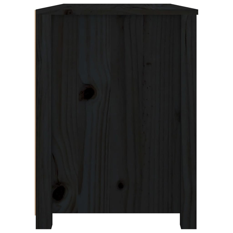 vidaXL fekete tömör fenyőfa kisszekrény 100x40x54 cm