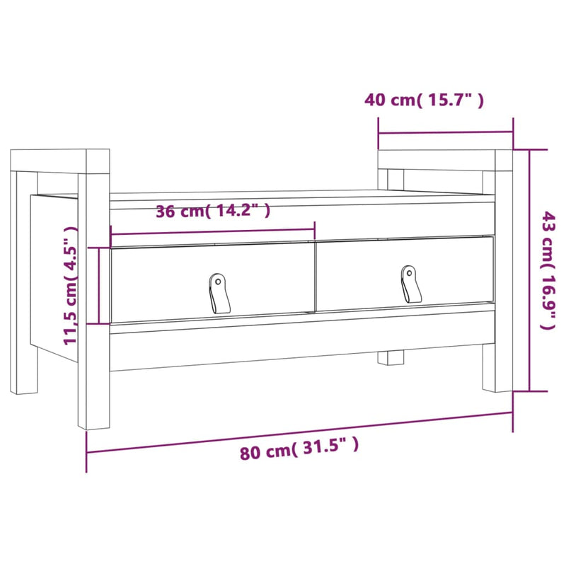 vidaXL mézbarna tömör fenyőfa előszoba pad 80 x 40 x 43 cm