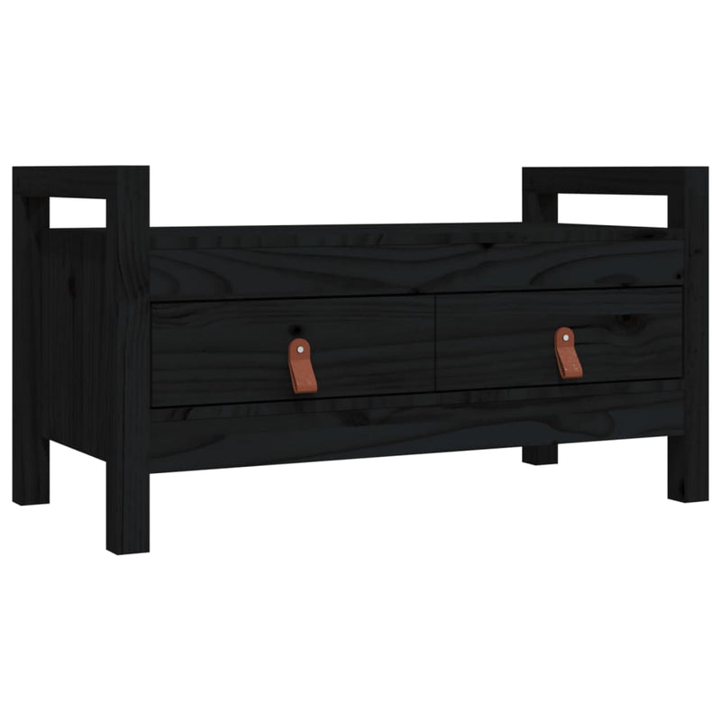 vidaXL fekete tömör fenyőfa előszoba pad 80 x 40 x 43 cm
