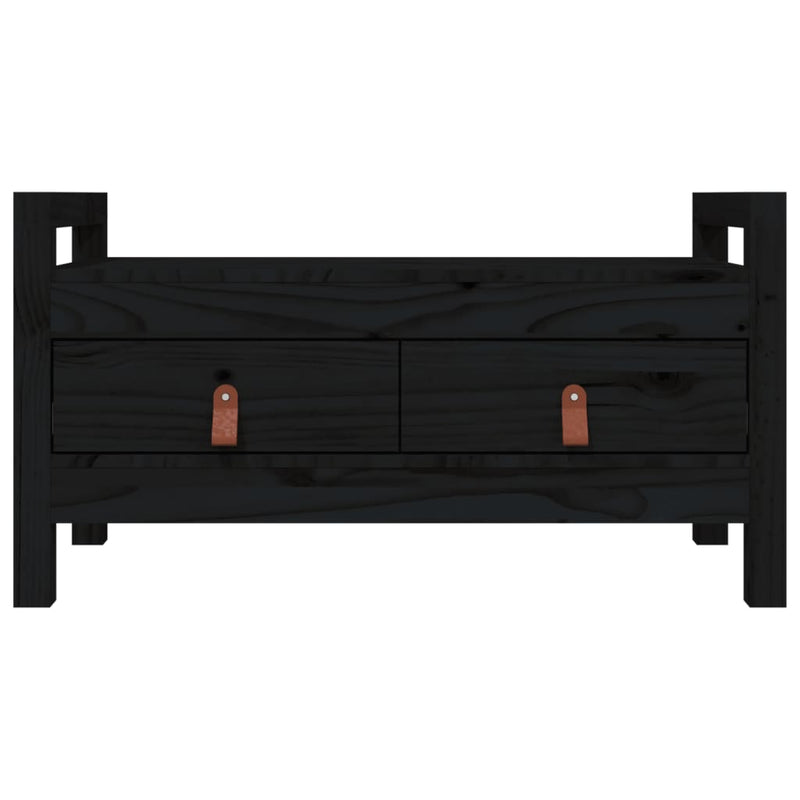 vidaXL fekete tömör fenyőfa előszoba pad 80 x 40 x 43 cm