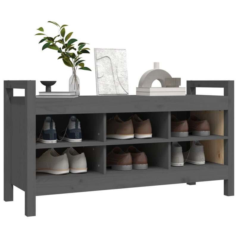 vidaXL szürke tömör fenyőfa előszoba pad 110 x 40 x 60 cm