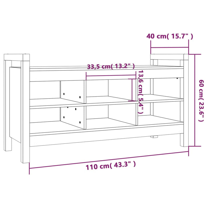 vidaXL szürke tömör fenyőfa előszoba pad 110 x 40 x 60 cm