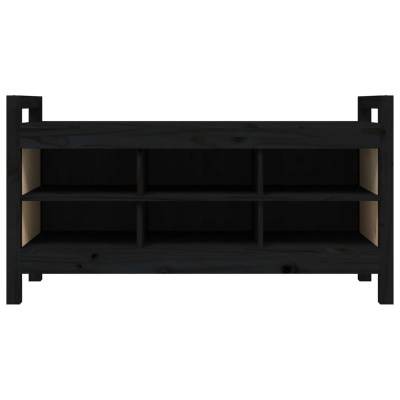 vidaXL fekete tömör fenyőfa előszoba pad 110x40x60 cm