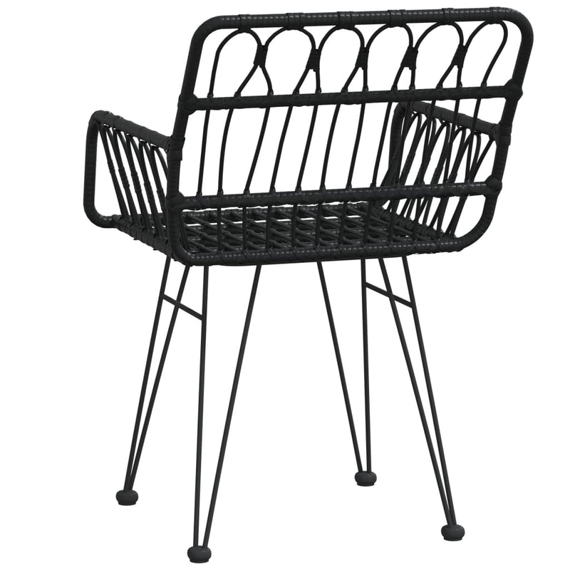 vidaXL 2 db fekete PE rattan karfás kerti szék 56 x 64 x 80 cm
