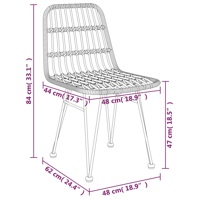 vidaXL 2 db polietilén rattan kerti szék 48 x 62 x 84 cm