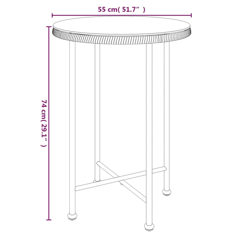 vidaXL edzett üveg és acél étkezőasztal Ø55 cm