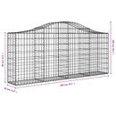 vidaXL 4 db íves horganyzott vas gabion kosár 200x30x80/100 cm