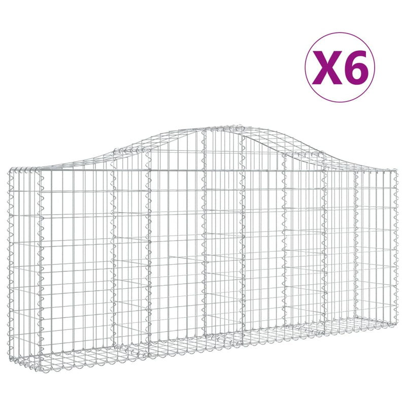 vidaXL 6 db íves horganyzott vas gabion kosár 200x30x80/100 cm