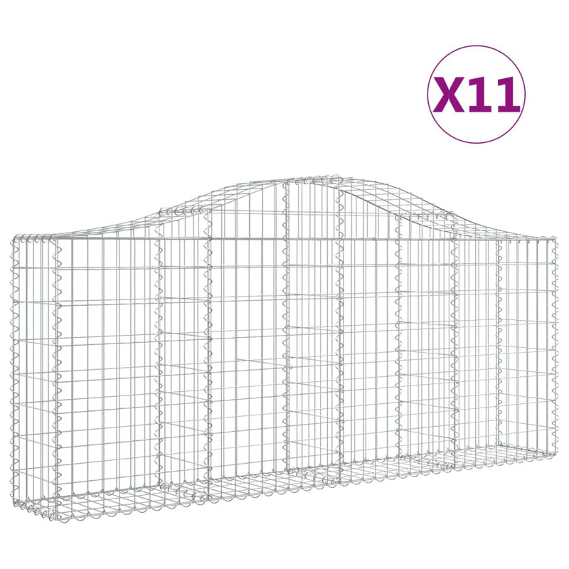 vidaXL 11 db íves horganyzott vas gabion kosár 200x30x80/100 cm