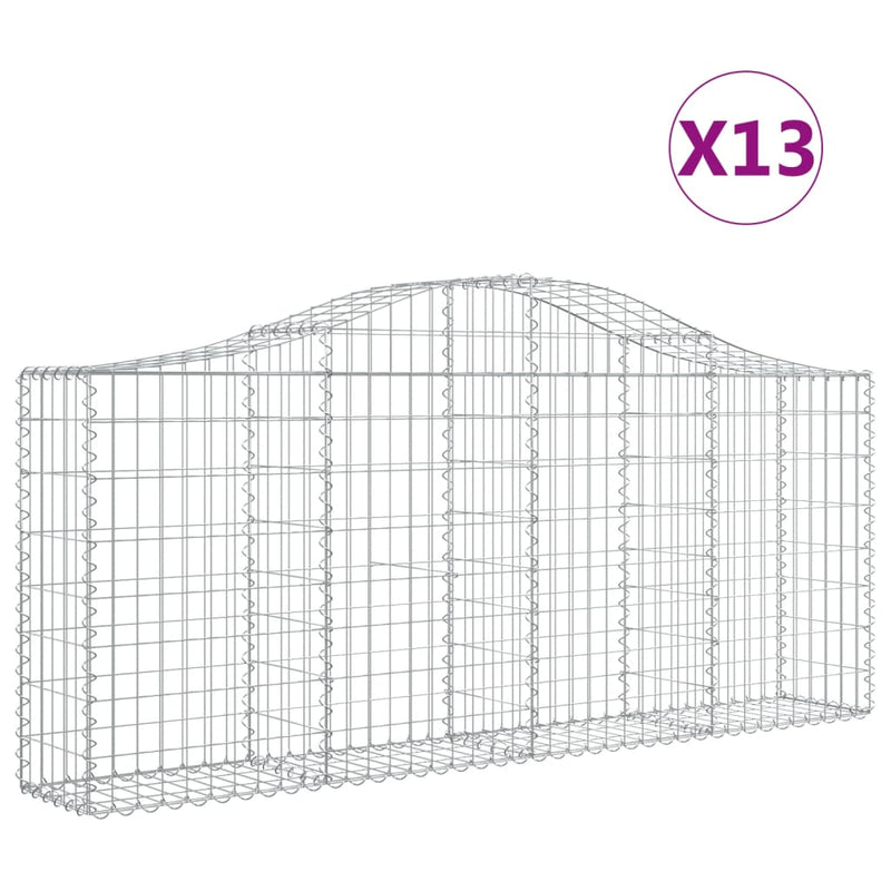 vidaXL 13 db íves horganyzott vas gabion kosár 200x30x80/100 cm