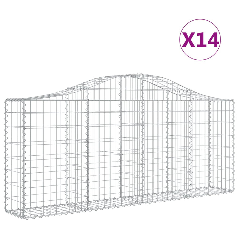 vidaXL 14 db íves horganyzott vas gabion kosár 200x30x80/100 cm