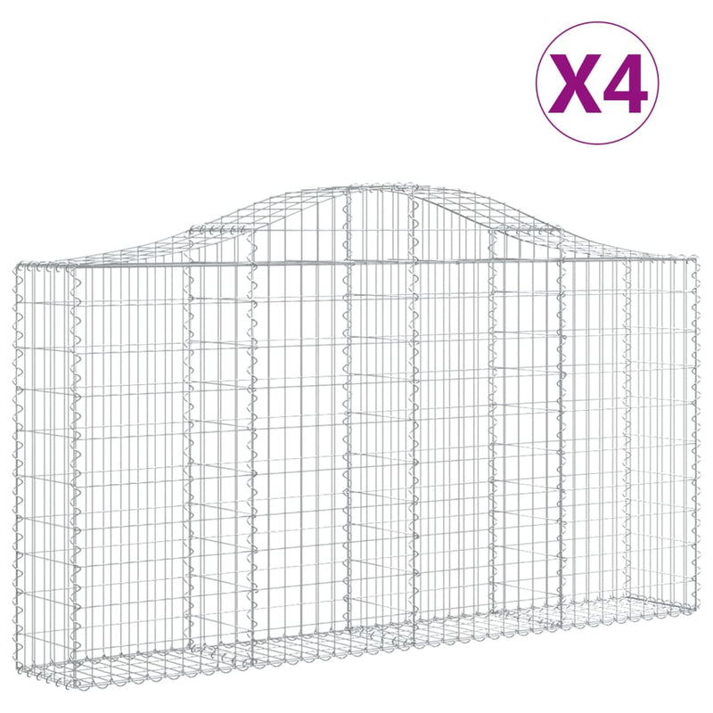 vidaXL 4 db íves horganyzott vas gabion kosár 200x30x100/120 cm