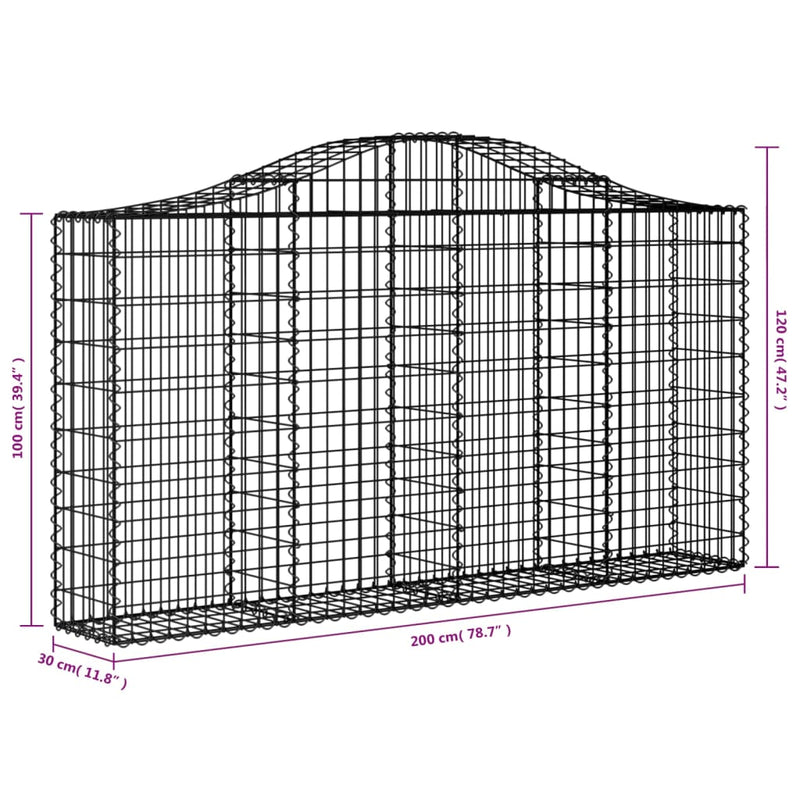 vidaXL 13 db íves horganyzott vas gabion kosár 200x30x100/120 cm