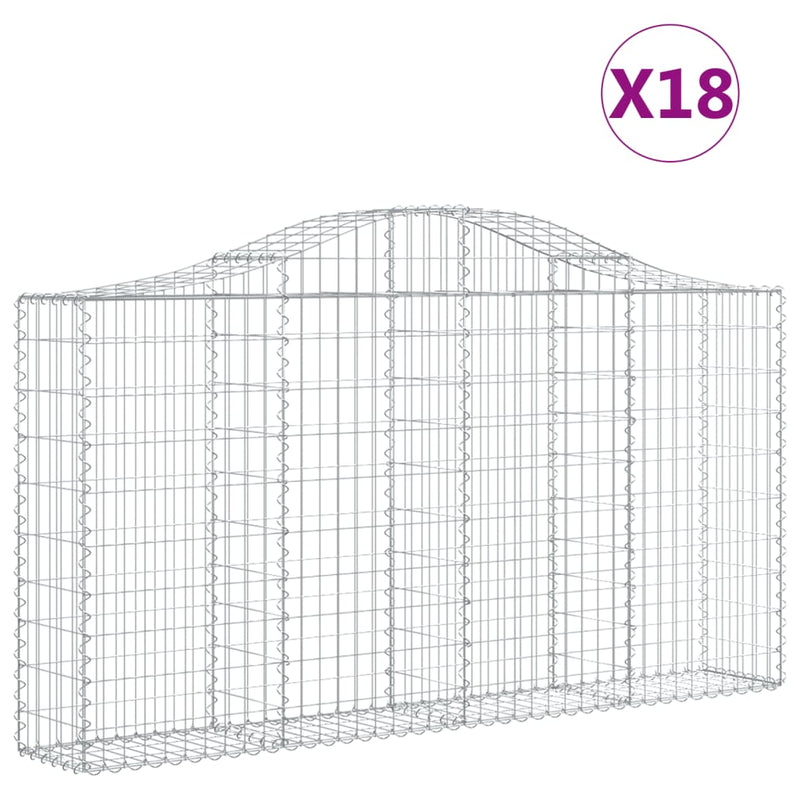 vidaXL 18 db íves horganyzott vas gabion kosár 200x30x100/120 cm